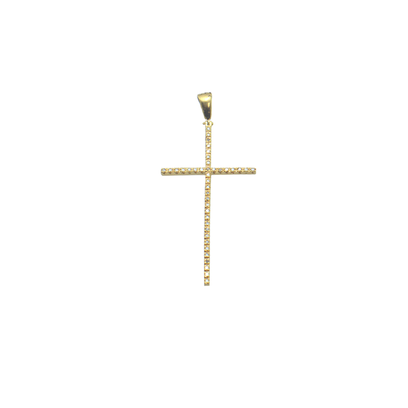 PINGENTE DE CRUZ GRANDE COM BRILHANTES OURO 18K